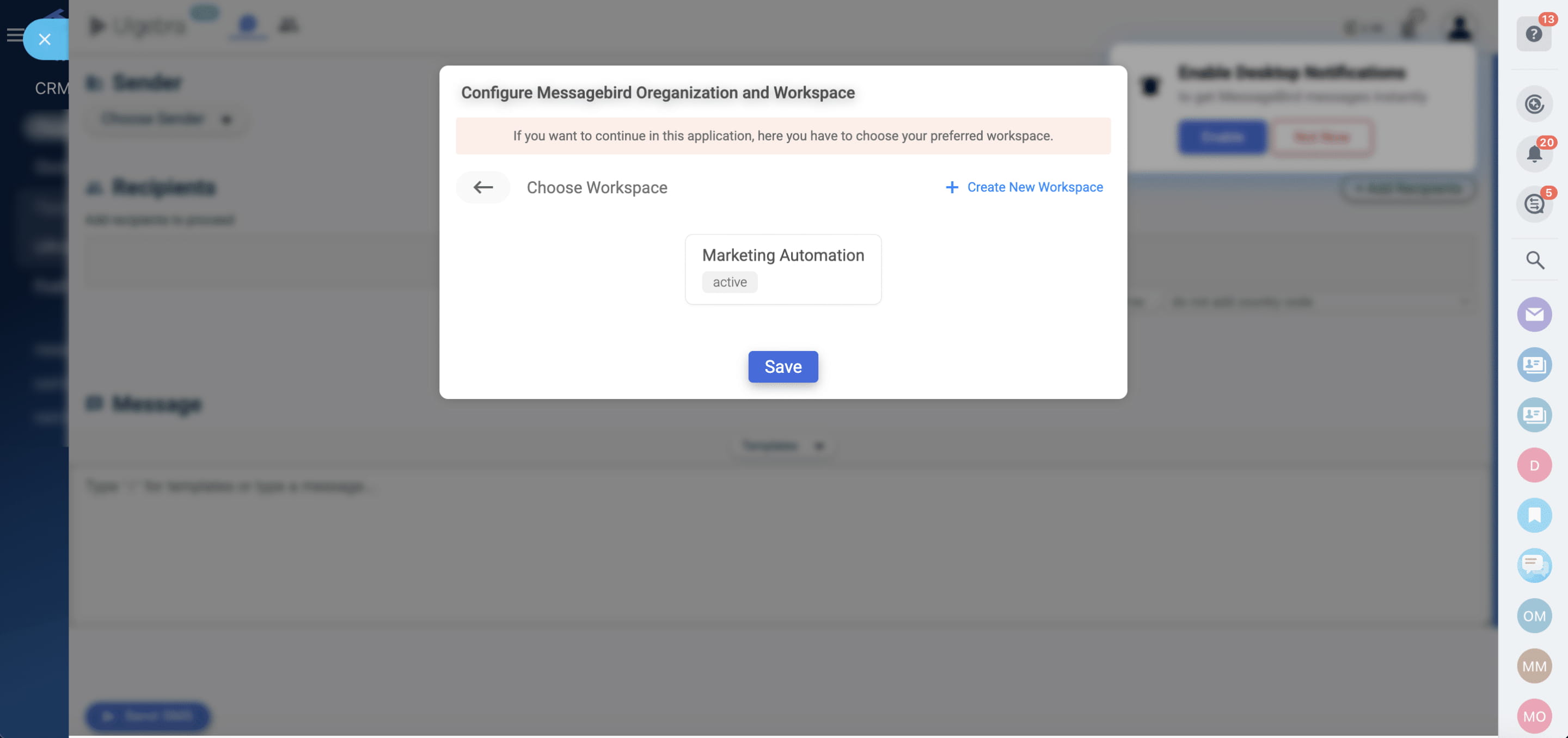 Schritt 6:
Wählen Sie „Marketing Automation“ aus der Liste und klicken Sie auf „Speichern“