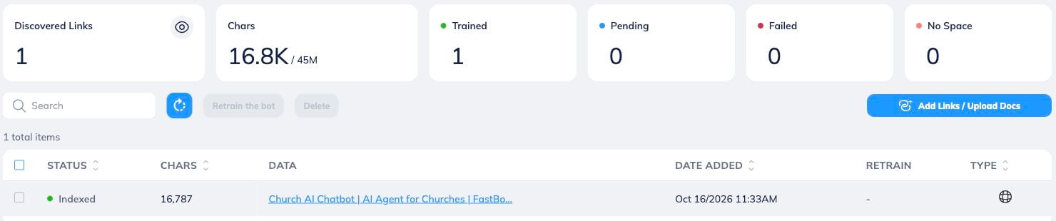 ### Check training
- Ask: “Has \[bot name\] finished training?”
- Wait until it is ready.
