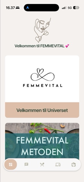 SÅDAN! Du er sej! Du er nu inde i FemmeVital app’en