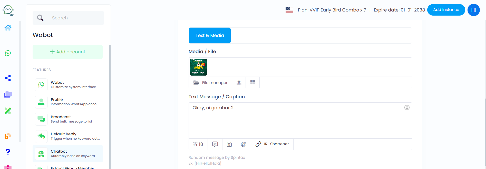 Attach the image you want to send and add text if necessary