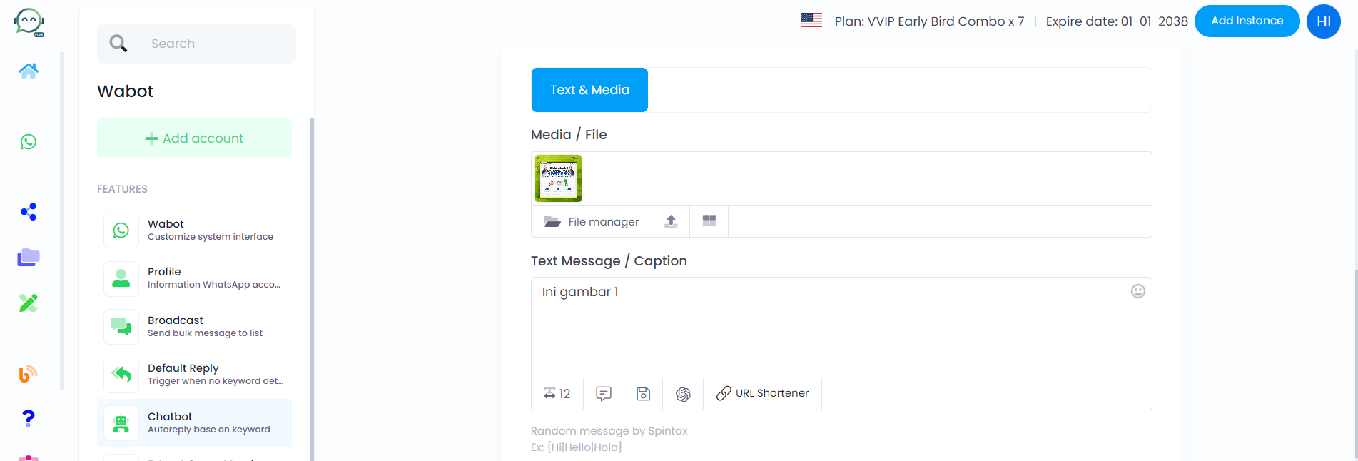 Upload the picture you want and, if necessary, include text with it