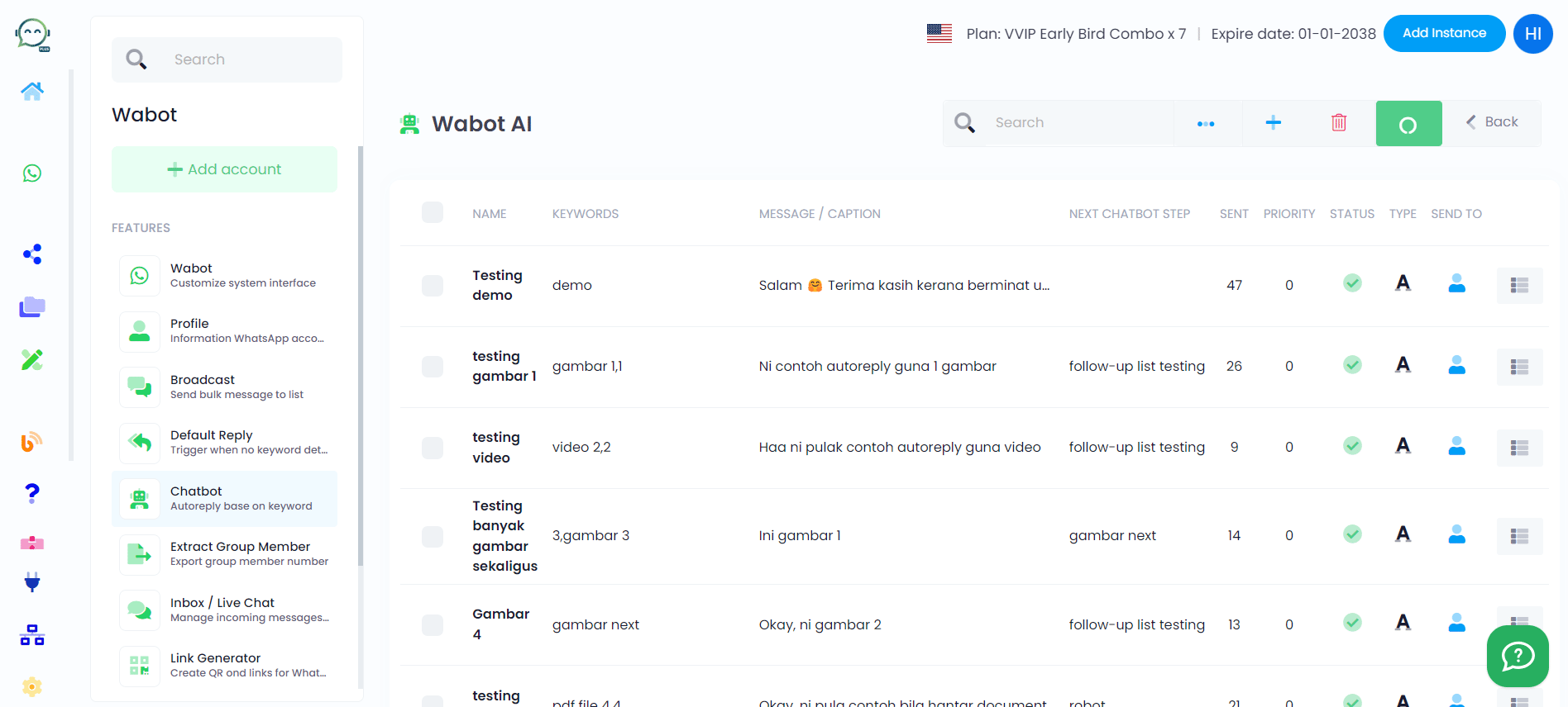 Once it turns green and starts moving, your chatbot is good to go!