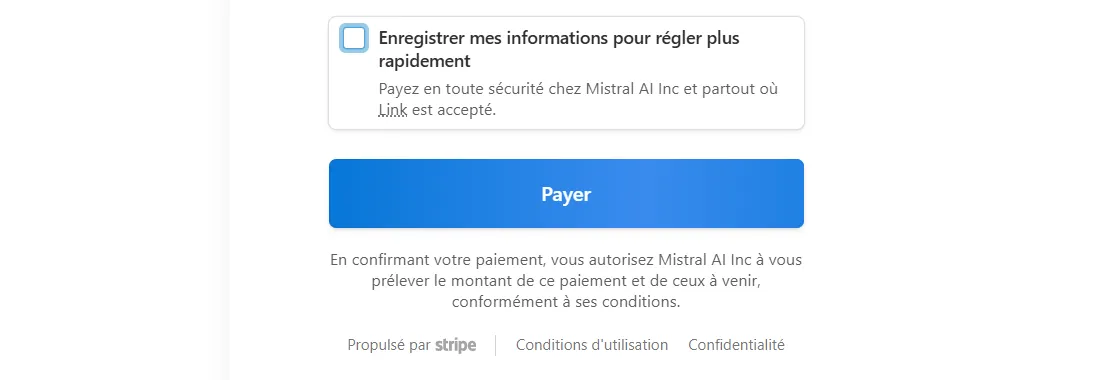 Cliquez sur payer pour finaliser