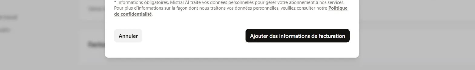 Ajoutez les informations de facturation